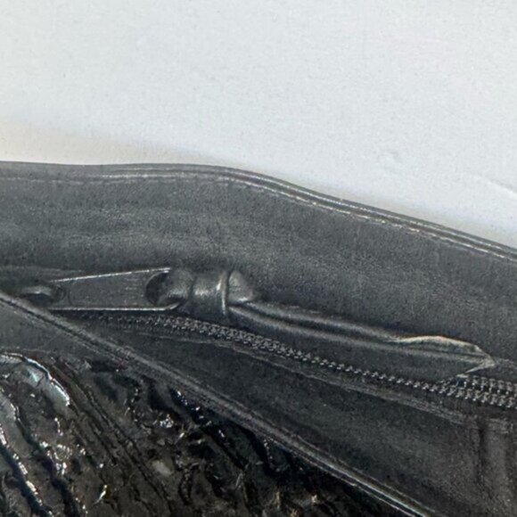 Vintage 80s Intrecciato Leather Suede Woven Large Clutch Bag Zip black Italy Tie - Picture 9 of 16